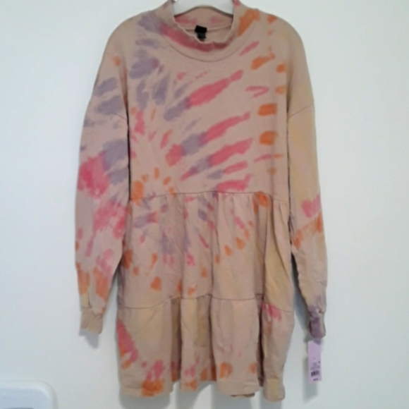 wild fable Dresses & Skirts - Mini Dress Swing Skirt Tiered Tie Dye Pastel